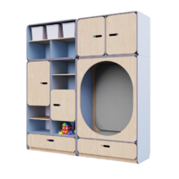 Детская стенка с местом для хранения и овальной зоной отдыха из коллекции «НЕГА» (цвет голубой) - «globural.ru» - Воркута