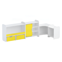 Набор стеллажей для игрушек и пособий "Росток" (белый/желтый) - «globural.ru» - Воркута