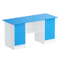 Стол корпусной двухтумбовый (синий/белый) - «globural.ru» - Воркута
