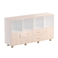 Шкаф-стеллаж верхняя часть без дверок, нижняя часть с 4 - мя ящиками и 2-мя дверками (бук/белый) - «globural.ru» - Воркута