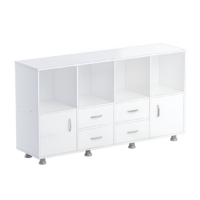 Шкаф-стеллаж верхняя часть без дверок, нижняя часть с 4 - мя ящиками и 2-мя дверками (белый) - «globural.ru» - Воркута