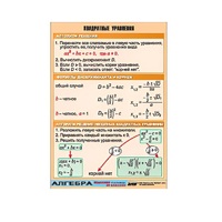 Таблица демонстрационная "Квадратные уравнения" (винил 100х140) - «globural.ru» - Воркута