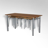 Стол обеденный 6-ти местый на металлокаркасе с навесами под табурет - «globural.ru» - Воркута