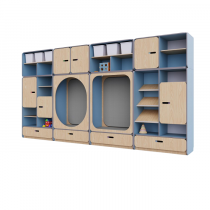 Детская стенка с местом для хранения и зонами отдыха из коллекции «НЕГА» (цвет голубой) - «globural.ru» - Воркута