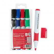 Набор маркеров для доски 4 цвета, 5.0 мм с резиновой вставкой - «globural.ru» - Воркута