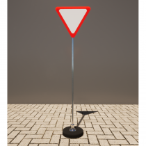 Знак дорожный "Уступите дорогу" 2.4 типоразмер 40 на стойке с основанием 3кг - «globural.ru» - Воркута