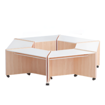 Композиция из корпусных столов трапеций (бук/белый) - «globural.ru» - Воркута