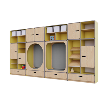 Детская стенка с местом для хранения и зонами отдыха из коллекции «НЕГА» (цвет желтый) - «globural.ru» - Воркута