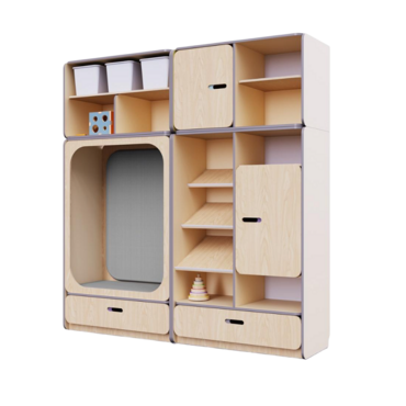 Детская стенка с местом для хранения и прямоугольной зоной отдыха из коллекции «НЕГА» (цвет бежевый) - «globural.ru» - Воркута