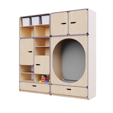 Детская стенка с местом для хранения и овальной зоной отдыха из коллекции «НЕГА» (цвет бежевый) - «globural.ru» - Воркута