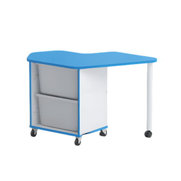 Стол детский правый Робик 002 (белый/синий) - «globural.ru» - Воркута