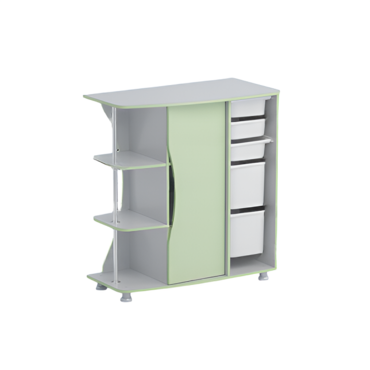 Стеллаж левый Робик 001 (серый/фисташковый)  - «globural.ru» - Воркута