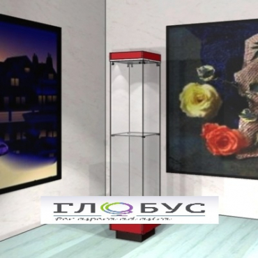 Витрина музейная стойка с фризом и дополнительной полкой - «globural.ru» - Воркута